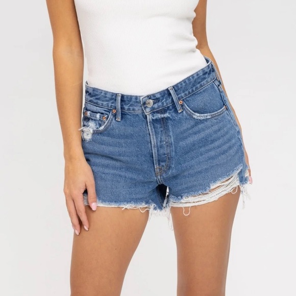 GRLFRND Helena button fly distressed shorts 26 girlfriend - Picture 1 of 11